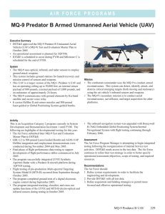 MQ-9 Predator B Armed Unmanned Aerial Vehicle (UAV)