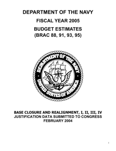 DEPARTMENT OF THE NAVY FISCAL YEAR 2005 BUDGET ESTIMATES