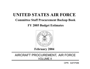 , AIRCRAFT PROCUREMENT  AIR FORCE Committee Staff Procurement Backup Book