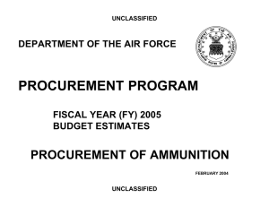 PROCUREMENT PROGRAM PROCUREMENT OF AMMUNITION DEPARTMENT OF THE AIR FORCE
