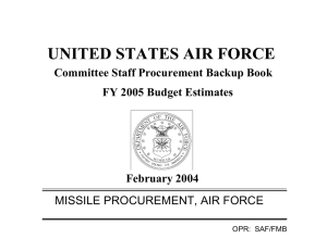 MISSILE PROCUREMENT, AIR FORCE Committee Staff Procurement Backup Book