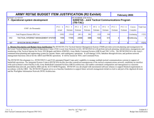 ARMY RDT&amp;E BUDGET ITEM JUSTIFICATION (R2 Exhibit)