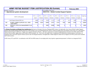 ARMY RDT&amp;E BUDGET ITEM JUSTIFICATION (R2 Exhibit) February 2005