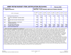 ARMY RDT&amp;E BUDGET ITEM JUSTIFICATION (R2 Exhibit) February 2005