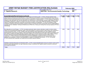 ARMY RDT&amp;E BUDGET ITEM JUSTIFICATION (R2a Exhibit) February 2005