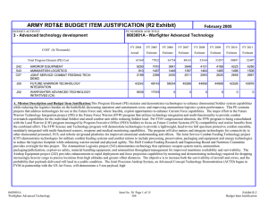 ARMY RDT&amp;E BUDGET ITEM JUSTIFICATION (R2 Exhibit) February 2005