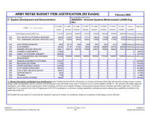 ARMY RDT&amp;E BUDGET ITEM JUSTIFICATION (R2 Exhibit)