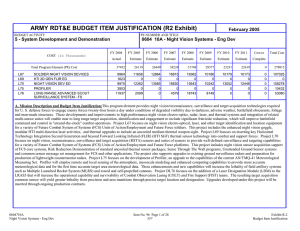 ARMY RDT&amp;E BUDGET ITEM JUSTIFICATION (R2 Exhibit) February 2005