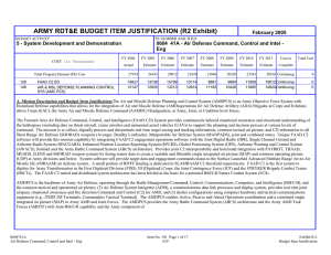 ARMY RDT&amp;E BUDGET ITEM JUSTIFICATION (R2 Exhibit)