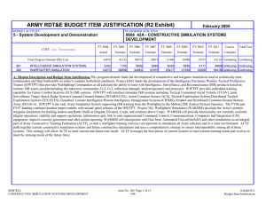 ARMY RDT&amp;E BUDGET ITEM JUSTIFICATION (R2 Exhibit)