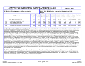 ARMY RDT&amp;E BUDGET ITEM JUSTIFICATION (R2 Exhibit)