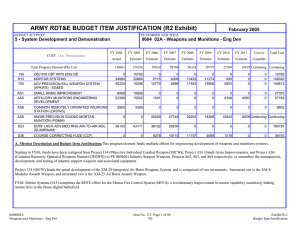 ARMY RDT&amp;E BUDGET ITEM JUSTIFICATION (R2 Exhibit) February 2005