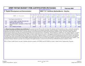 ARMY RDT&amp;E BUDGET ITEM JUSTIFICATION (R2 Exhibit) February 2005