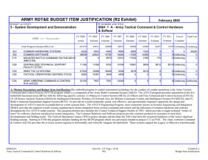 ARMY RDT&amp;E BUDGET ITEM JUSTIFICATION (R2 Exhibit)