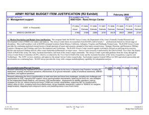 ARMY RDT&amp;E BUDGET ITEM JUSTIFICATION (R2 Exhibit) February 2005