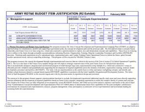 ARMY RDT&amp;E BUDGET ITEM JUSTIFICATION (R2 Exhibit) February 2005