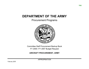 DEPARTMENT OF THE ARMY Procurement Programs Committee Staff Procurement Backup Book