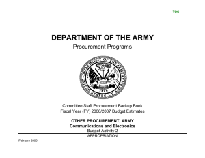 DEPARTMENT OF THE ARMY Procurement Programs