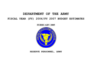 DEPARTMENT OF THE ARMY FISCAL YEAR (FY) 2006/FY 2007 BUDGET ESTIMATES