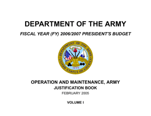 DEPARTMENT OF THE ARMY OPERATION AND MAINTENANCE, ARMY JUSTIFICATION BOOK