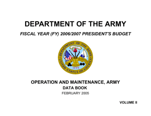 DEPARTMENT OF THE ARMY OPERATION AND MAINTENANCE, ARMY DATA BOOK