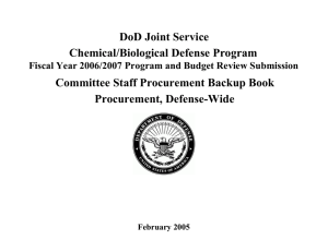 DoD Joint Service Chemical/Biological Defense Program Committee Staff Procurement Backup Book