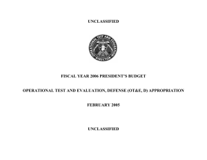 UNCLASSIFIED FISCAL YEAR 2006 PRESIDENT’S BUDGET