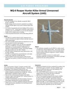 MQ-9 Reaper Hunter-Killer Armed Unmanned Aircraft System (UAS)