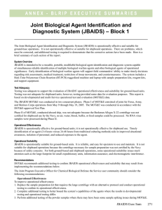 Joint Biological Agent Identification and Diagnostic System (JBAIDS) – Block 1
