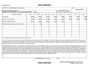 UNCLASSIFIED EXHIBIT R-2, RDT&amp;E Budget Item Justification COST ($ in Millions) February 2005