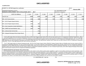 UNCLASSIFIED EXHIBIT R-2, RDT&amp;E Budget Item Justification COST ($ in Millions) February 2005