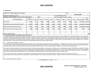 UNCLASSIFIED EXHIBIT R-2, RDT&amp;E Budget Item Justification February 2005