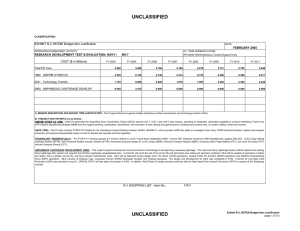 UNCLASSIFIED EXHIBIT R-2, RDT&amp;E Budget Item Justification COST ($ in Millions) FEBRUARY 2005