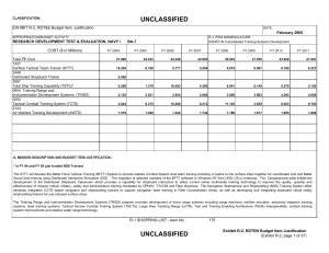 UNCLASSIFIED EXHIBIT R-2, RDT&amp;E Budget Item Justification February 2005