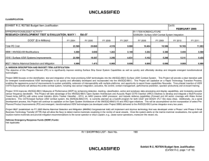 UNCLASSIFIED EXHIBIT R-2, RDT&amp;E Budget Item Justification FEBRUARY 2005