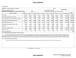 UNCLASSIFIED EXHIBIT R-2, RDT&amp;E Budget Item Justification February 2005