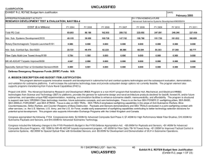 UNCLASSIFIED EXHIBIT R-2, RDT&amp;E Budget Item Justification February 2005