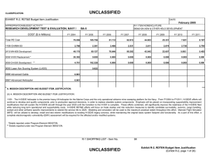 UNCLASSIFIED EXHIBIT R-2, RDT&amp;E Budget Item Justification COST ($ in Millions) February 2005