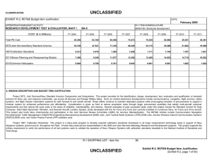 UNCLASSIFIED EXHIBIT R-2, RDT&amp;E Budget Item Justification COST ($ in Millions) February 2005