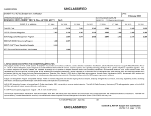 UNCLASSIFIED EXHIBIT R-2, RDT&amp;E Budget Item Justification COST ($ in Millions) February 2005