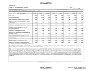 UNCLASSIFIED EXHIBIT R-2, RDT&amp;E Budget Item Justification COST ($ in Millions) February 2005