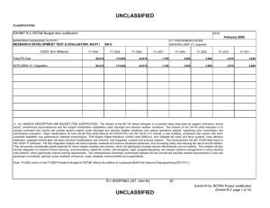 UNCLASSIFIED EXHIBIT R-2, RDT&amp;E Budget Item Justification COST ($ in Millions) February 2005