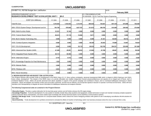 UNCLASSIFIED EXHIBIT R-2, RDT&amp;E Budget Item Justification February 2005