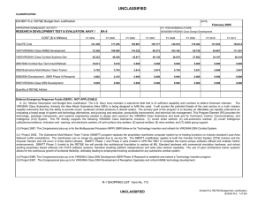 UNCLASSIFIED EXHIBIT R-2, RDT&amp;E Budget Item Justification COST ($ in Millions) February 2005