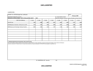 UNCLASSIFIED EXHIBIT R-2, RDT&amp;E Budget Item Justification February 2005