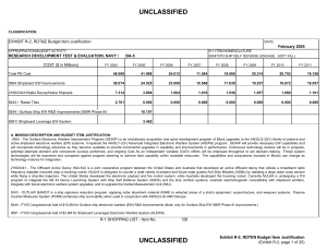 UNCLASSIFIED EXHIBIT R-2, RDT&amp;E Budget Item Justification February 2005