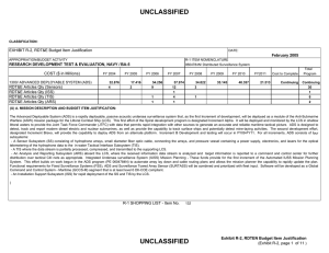 UNCLASSIFIED EXHIBIT R-2, RDT&amp;E Budget Item Justification February 2005