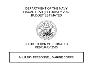 DEPARTMENT OF THE NAVY FISCAL YEAR (FY) 2006/FY 2007 BUDGET ESTIMATES