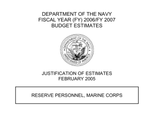 DEPARTMENT OF THE NAVY FISCAL YEAR (FY) 2006/FY 2007 BUDGET ESTIMATES