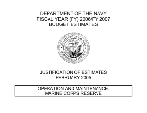 DEPARTMENT OF THE NAVY FISCAL YEAR (FY) 2006/FY 2007 BUDGET ESTIMATES